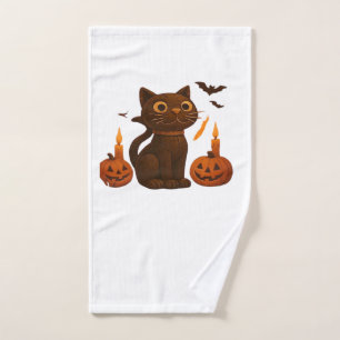 Creeper Pumpkin Cat Halloween Gift Oversized T-Shi Hand Towel