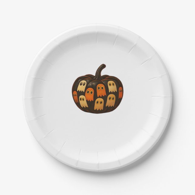 Creeper Pumpkin Ghosts Halloween Gift Classic T-Sh Paper Plate (Front)