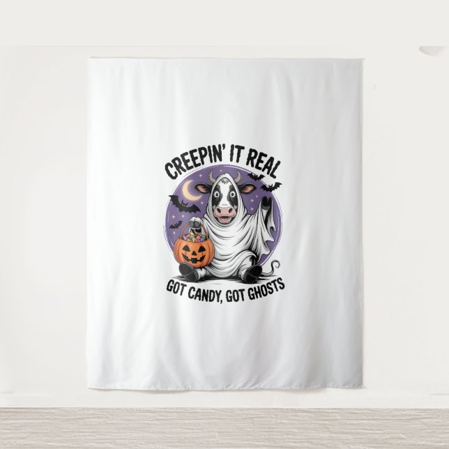 Creepin’ Cow Halloween Tapestry (Front)