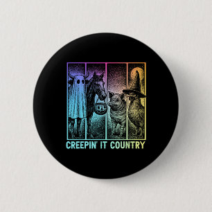 Creepin’ It Country Halloween Farm Animal Pig Cow 6 Cm Round Badge