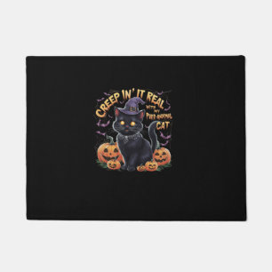 Creepin' It Real_ Adorable Black Cat Halloween Tee Doormat