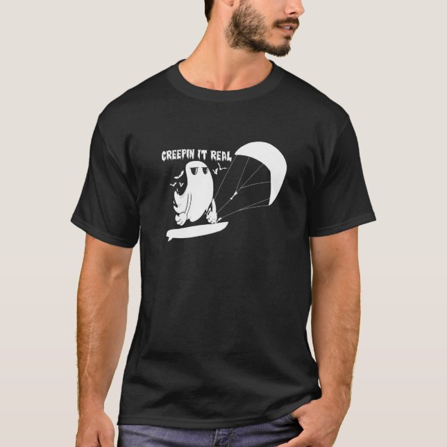 Creepin It Real Ghost Kiteboard Kiter   T-Shirt (Front)