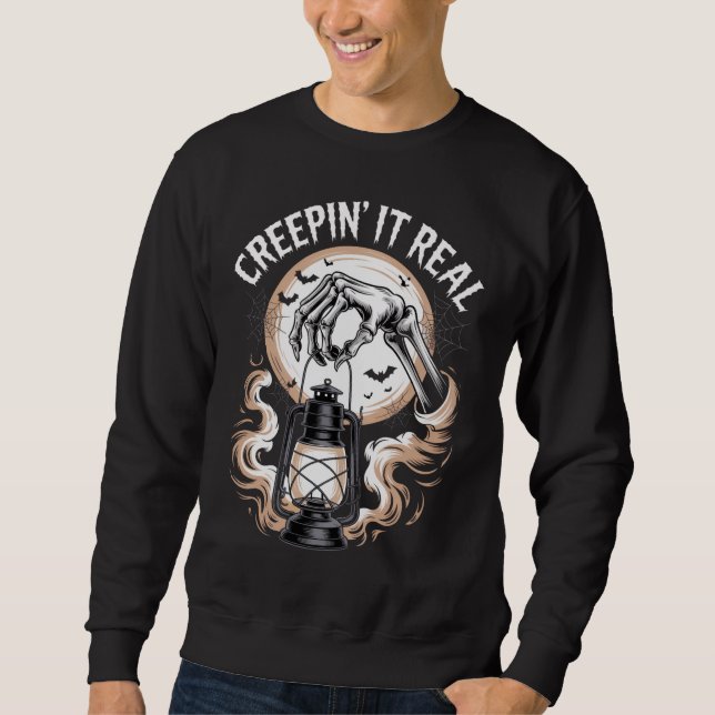 Creepin It Real Gothic Halloween Skeleton Hand Sweatshirt (Front)