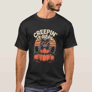 Creepin' It Real Halloween Black Cat Lover Men Wom T-Shirt