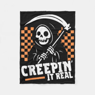 Creepin It Real Retro Grim Reaper Funny Halloween  Fleece Blanket
