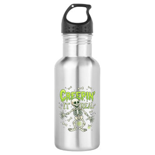 Creepin It Real Skeleton Halloween Bones Spider We 532 Ml Water Bottle
