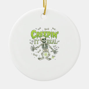 Creepin It Real Skeleton Halloween Bones Spider We Ceramic Tree Decoration