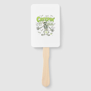 Creepin It Real Skeleton Halloween Bones Spider We Hand Fan