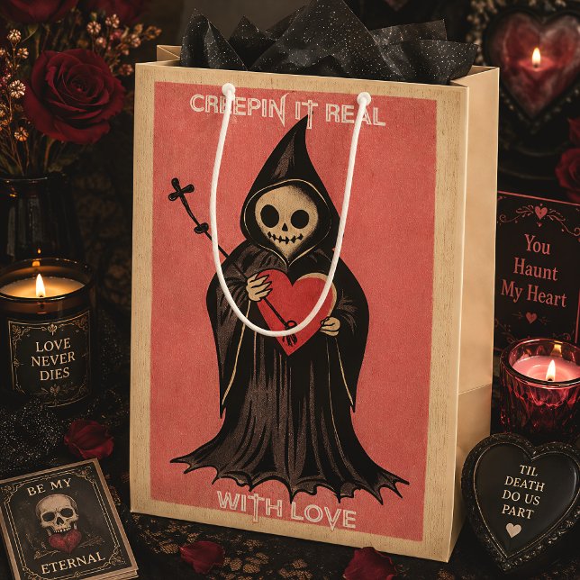 Creepin’ It Real With Love Grim Reaper Valentine Medium Gift Bag (Creator Uploaded)