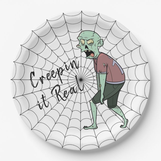 Creepin' it Real Zombie Paper Plate (Front)