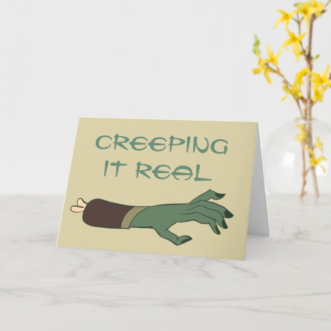 Creeping it real Monster hand Halloween Greeting Card (Yellow Flower)