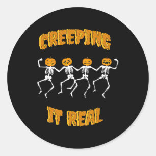 Creeping It Real Skeleton Halloween Jack'o Lantern Classic Round Sticker