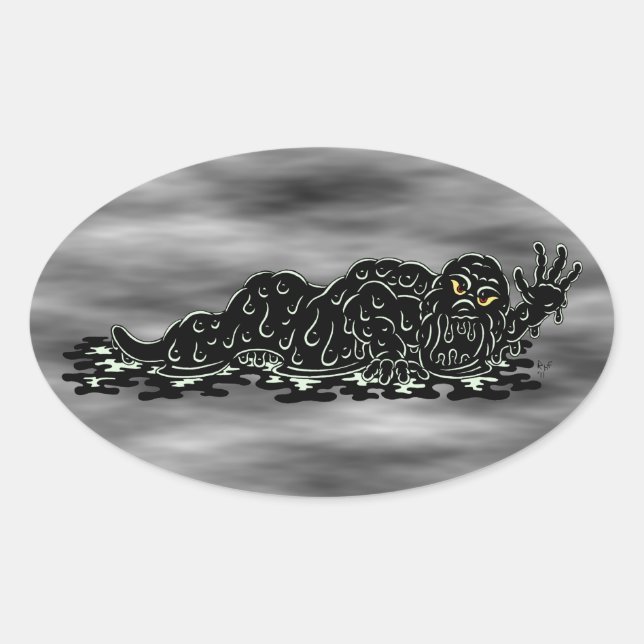 Creeping Slime Hulk Weird Horror Art Oval Sticker (Front)