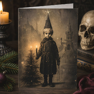 Creepmas Creepy Victorian Boy Gothic Christmas Card