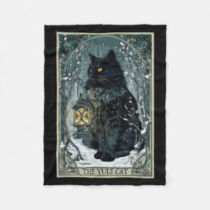 Creepmas Vintage The Yule Cat Tarot Card Dark Chri Fleece Blanket