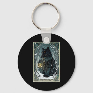 Creepmas Vintage The Yule Cat Tarot Card Dark Chri Key Ring