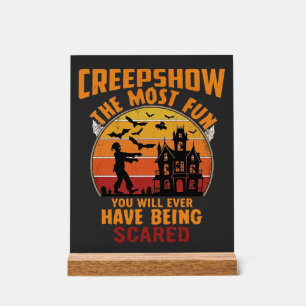 Creepshow Halloween Zombie Haunted House Sunset Ba Acrylic Sign
