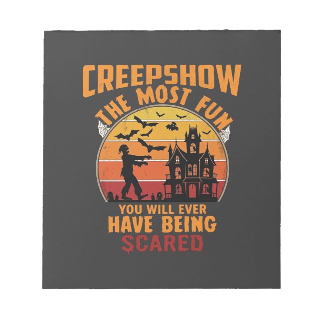 Creepshow Halloween Zombie Haunted House Sunset Ba Notepad (Front)