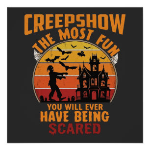 Creepshow Halloween Zombie Haunted House Sunset Ba Poster