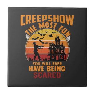 Creepshow Halloween Zombie Haunted House Sunset Ba Tile