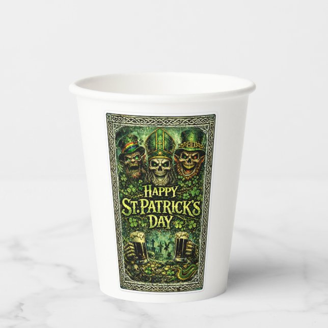 Creepy and Dark St.Patrick's Day design Paper Cups (Front)