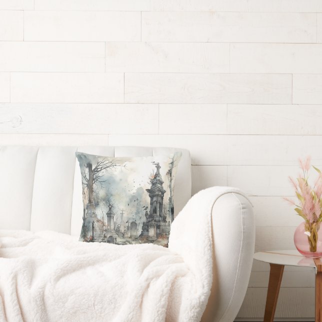 Creepy and Spooky Cemetery Halloween Cushion (Couch)