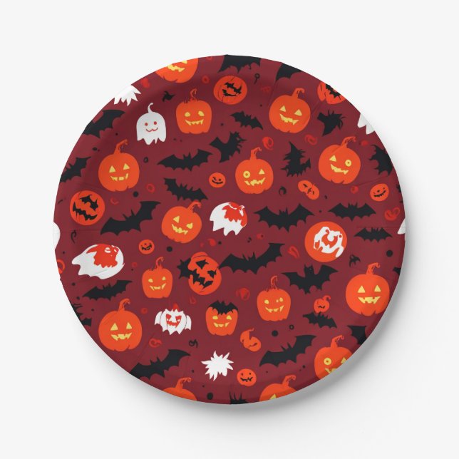 Creepy and spooky Red Halloween Paper Plates! Paper Plate (Front)