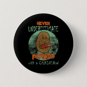 Creepy Angry Potato Chainsaw Horror Movie Lovers H 6 Cm Round Badge