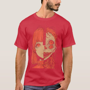 Creepy Anime Girl Japan Japanese Horror Grunge Har T-Shirt