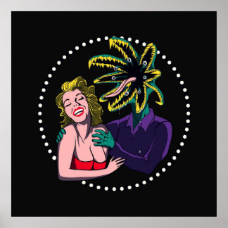 Creepy Anime Parasite monster and girl design Poster