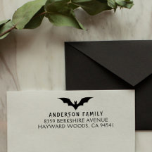 Creepy Bat Halloween Family Return Address