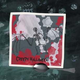Creepy Bat Skeleton Spooky Halloween Napkin