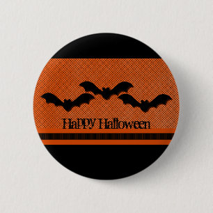 Creepy Bats Halloween Button, Orange 6 Cm Round Badge