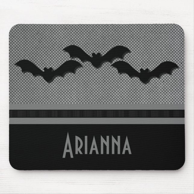Creepy Bats Halloween Mousepad, Light Grey Mouse Pad (Front)