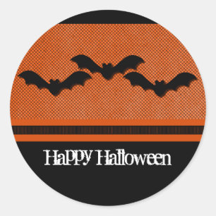 Creepy Bats Halloween Stickers, Orange Classic Round Sticker