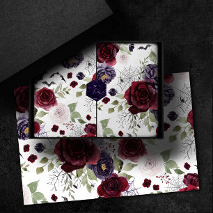 Creepy Beautiful   Dark Gothic Roses with Bats Tissue Paper