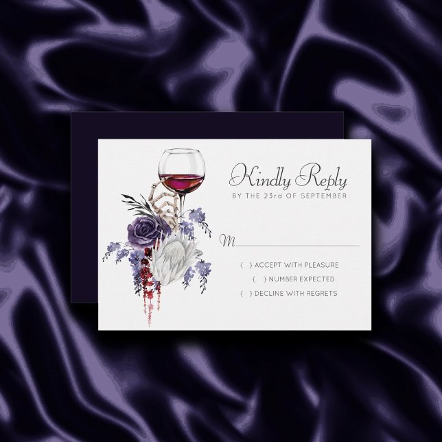 Creepy Beautiful | Gothic Red and Purple Floral RSVP Card (Creator Uploaded)