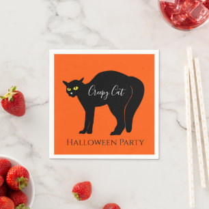 Creepy Black Cat Halloween Napkin