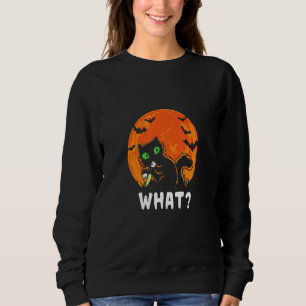 Creepy Black Cat Happy Halloween Spooky Season Hor Sweatshirt
