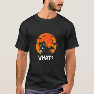 Creepy Black Cat Happy Halloween Spooky Season Hor T-Shirt