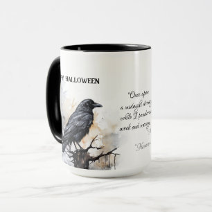 Creepy Black Raven Happy Halloween Mug
