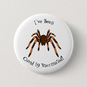 Creepy brown and orange tarantula spider cartoon 6 cm round badge