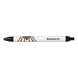 Creepy brown and orange tarantula spider cartoon black ink pen