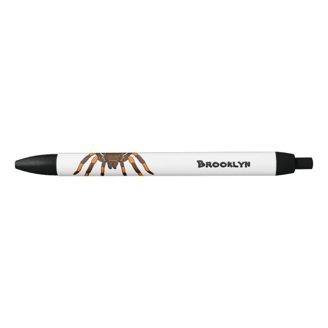 Creepy brown and orange tarantula spider cartoon black ink pen (Front)