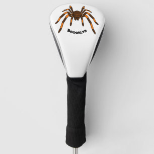 Creepy brown and orange tarantula spider cartoon golf head cover