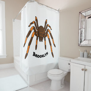 Creepy brown and orange tarantula spider cartoon shower curtain