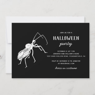 Creepy Bug Black Halloween Party   Spooky Insect Invitation