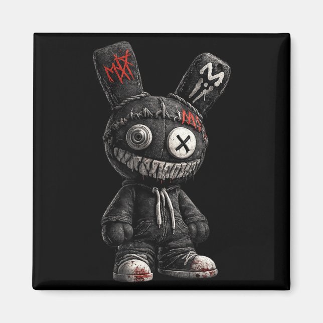 Creepy Bunny Horror Goth Grunge Emo Dark Aesthetic Magnet (Front)