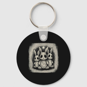 Creepy Bunny Rabbits Easter Horror Goth Grunge Alt Key Ring