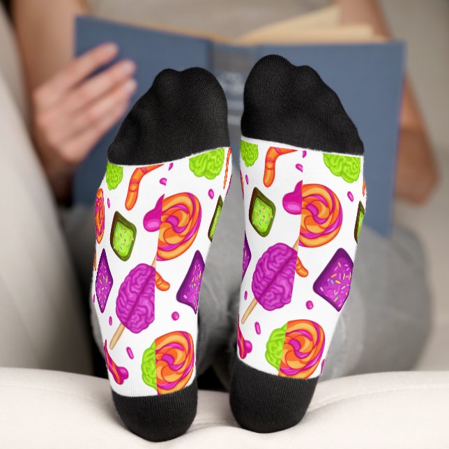 Creepy Candy Zombie Mashup For Halloween Socks (Bottom)